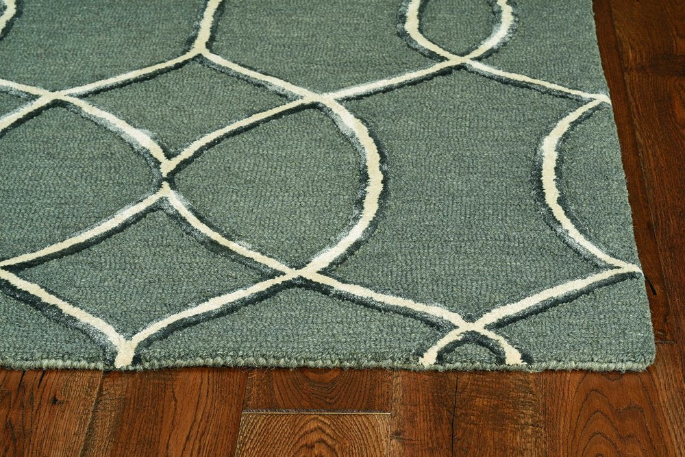 8' Gray Wool Geometric Hand Tufted Runner Rug