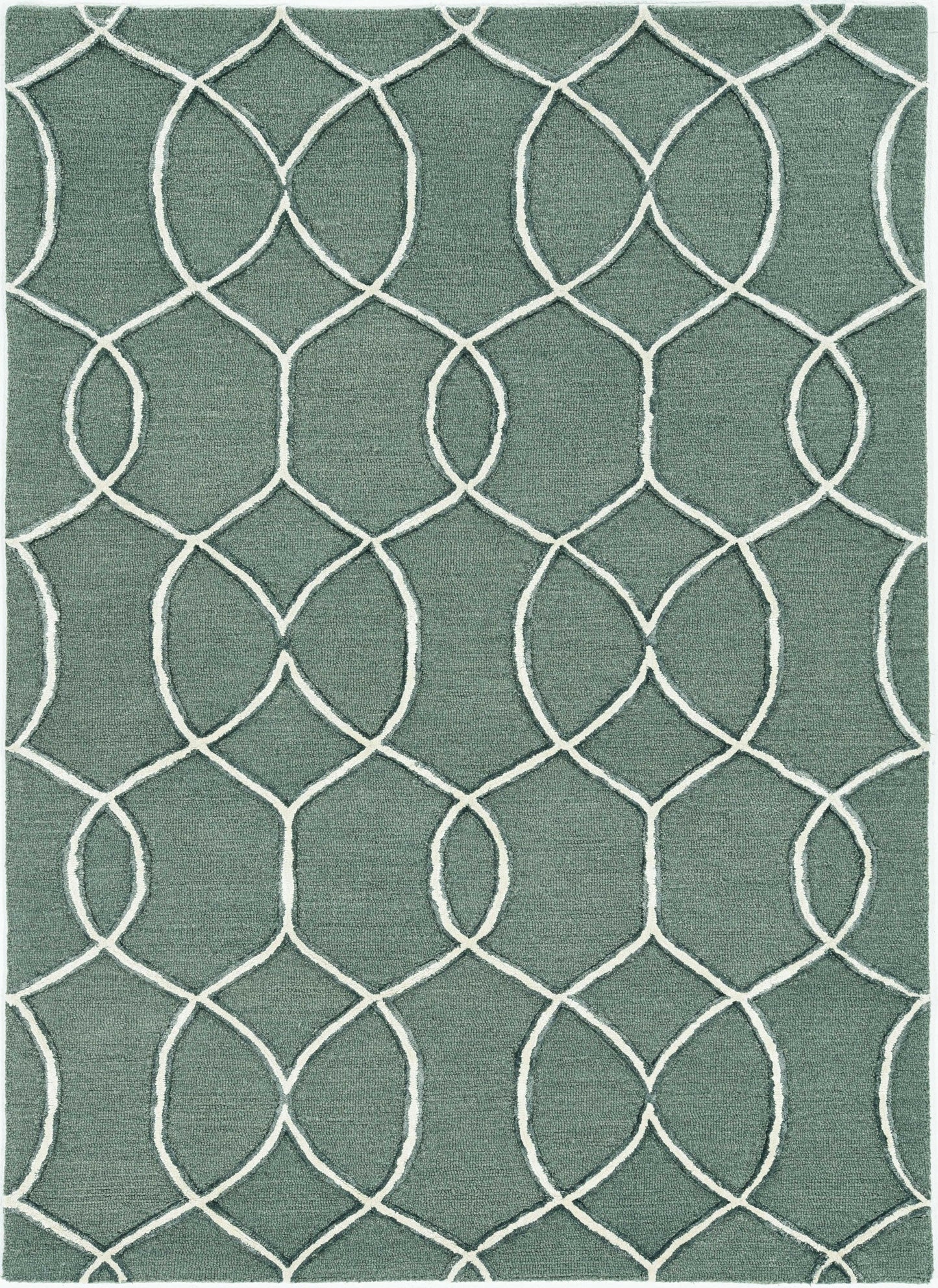 8' Gray Wool Geometric Hand Tufted Runner Rug