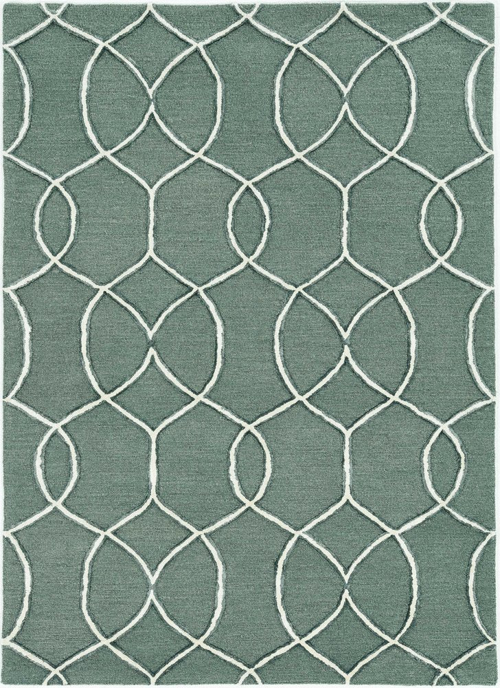 8' Gray Wool Geometric Hand Tufted Runner Rug