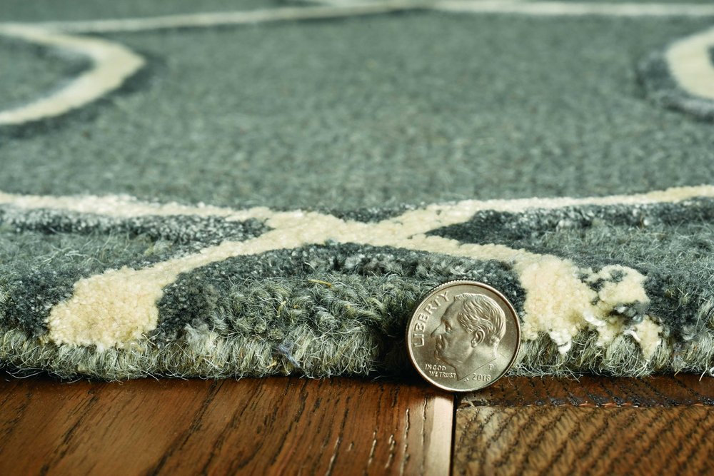 8' Gray Wool Geometric Hand Tufted Runner Rug