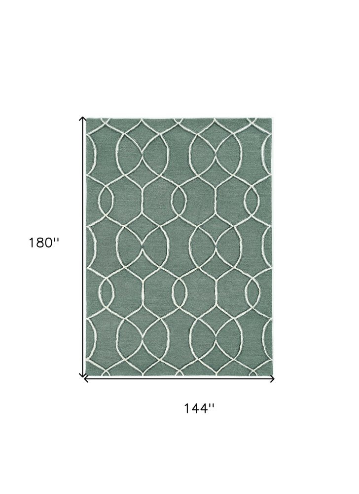 8' Gray Wool Geometric Hand Tufted Runner Rug