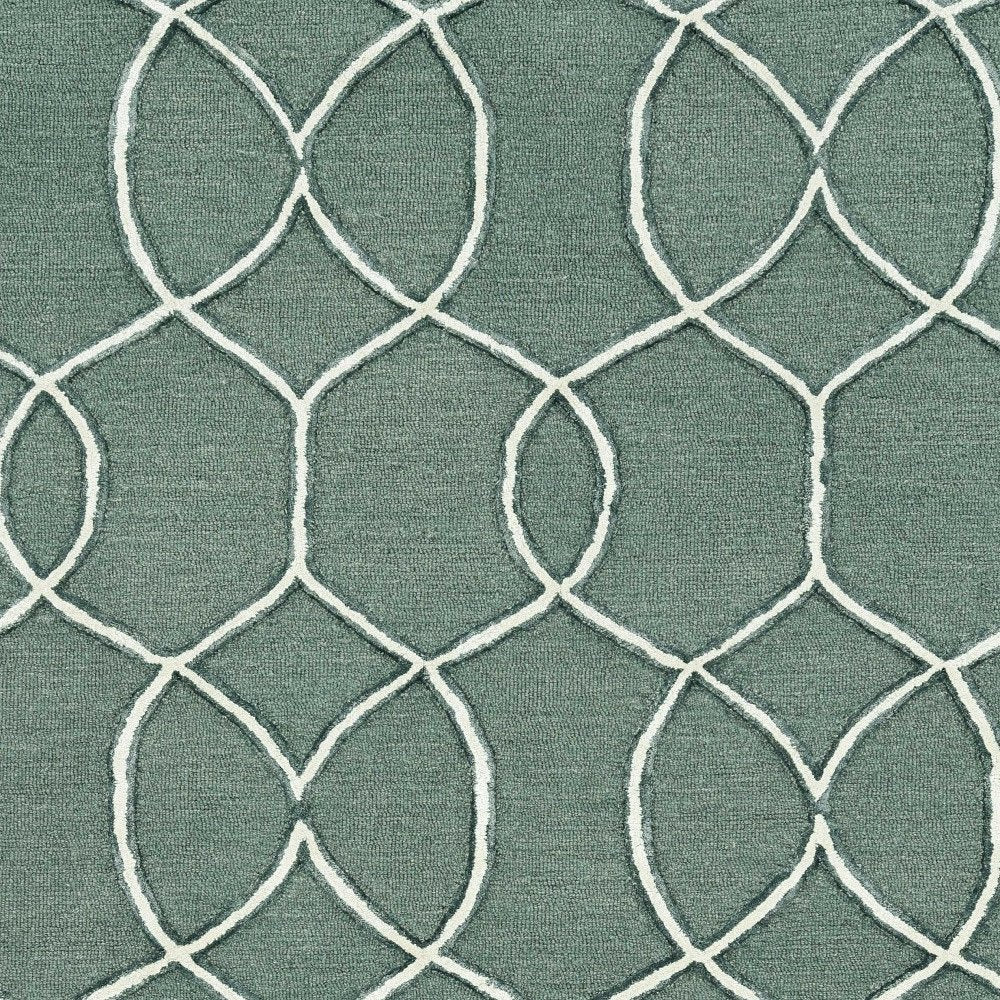 8' Gray Wool Geometric Hand Tufted Runner Rug