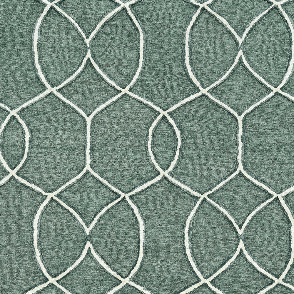 8' Gray Wool Geometric Hand Tufted Runner Rug