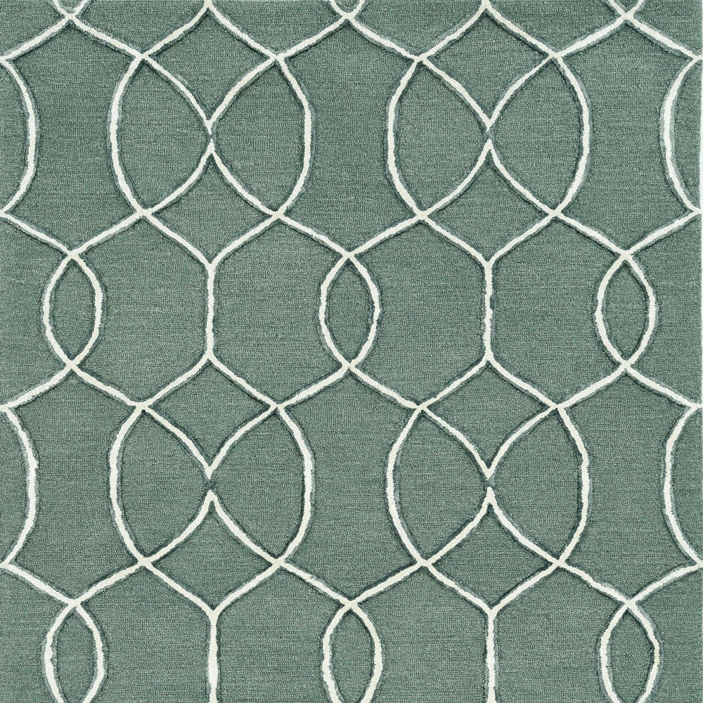 8' Gray Wool Geometric Hand Tufted Runner Rug