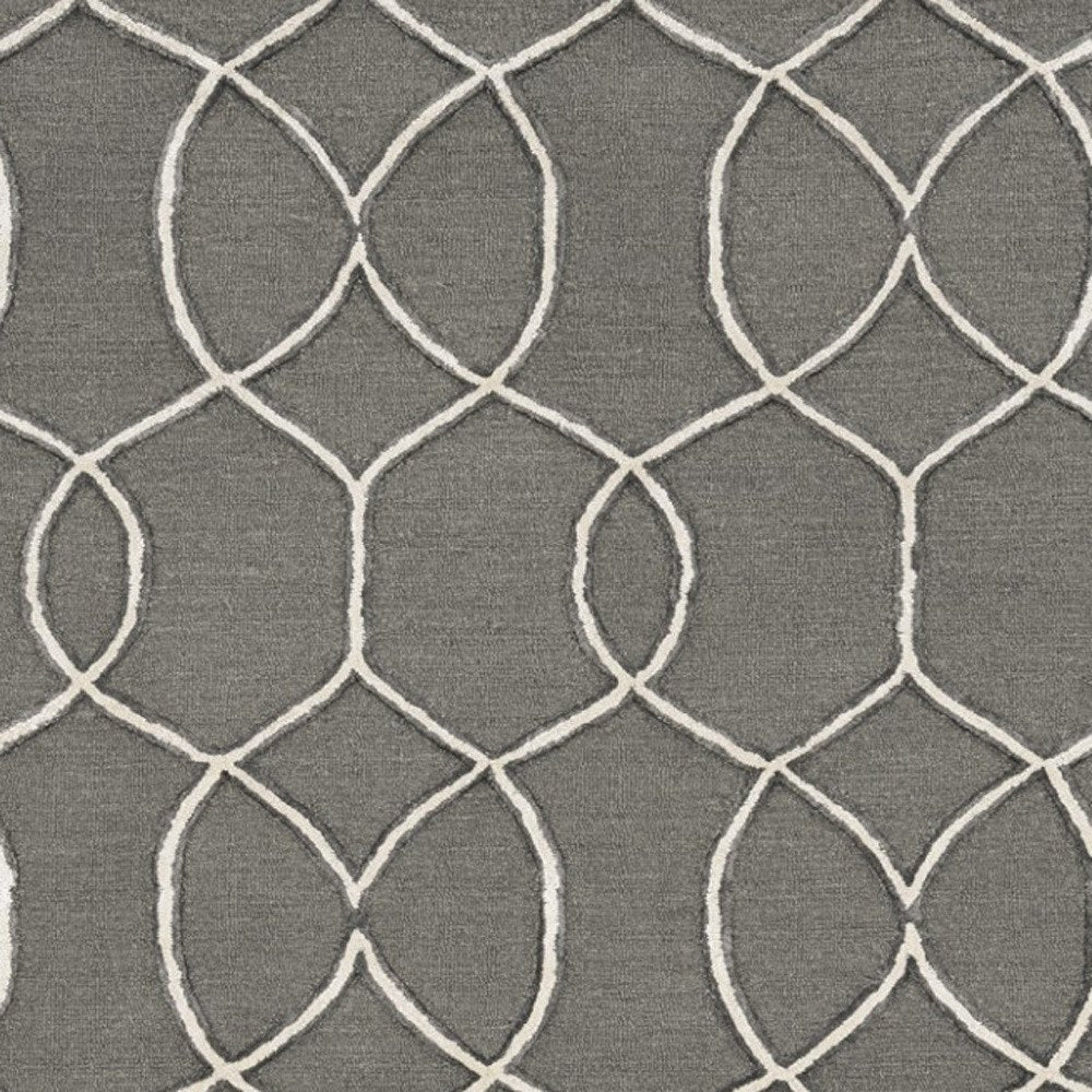 8' Gray Wool Geometric Hand Tufted Runner Rug