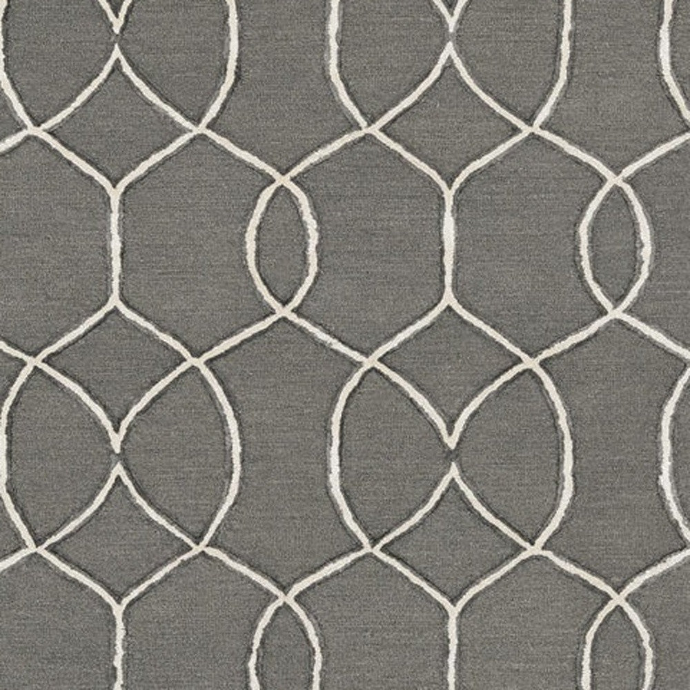 8' Gray Wool Geometric Hand Tufted Runner Rug
