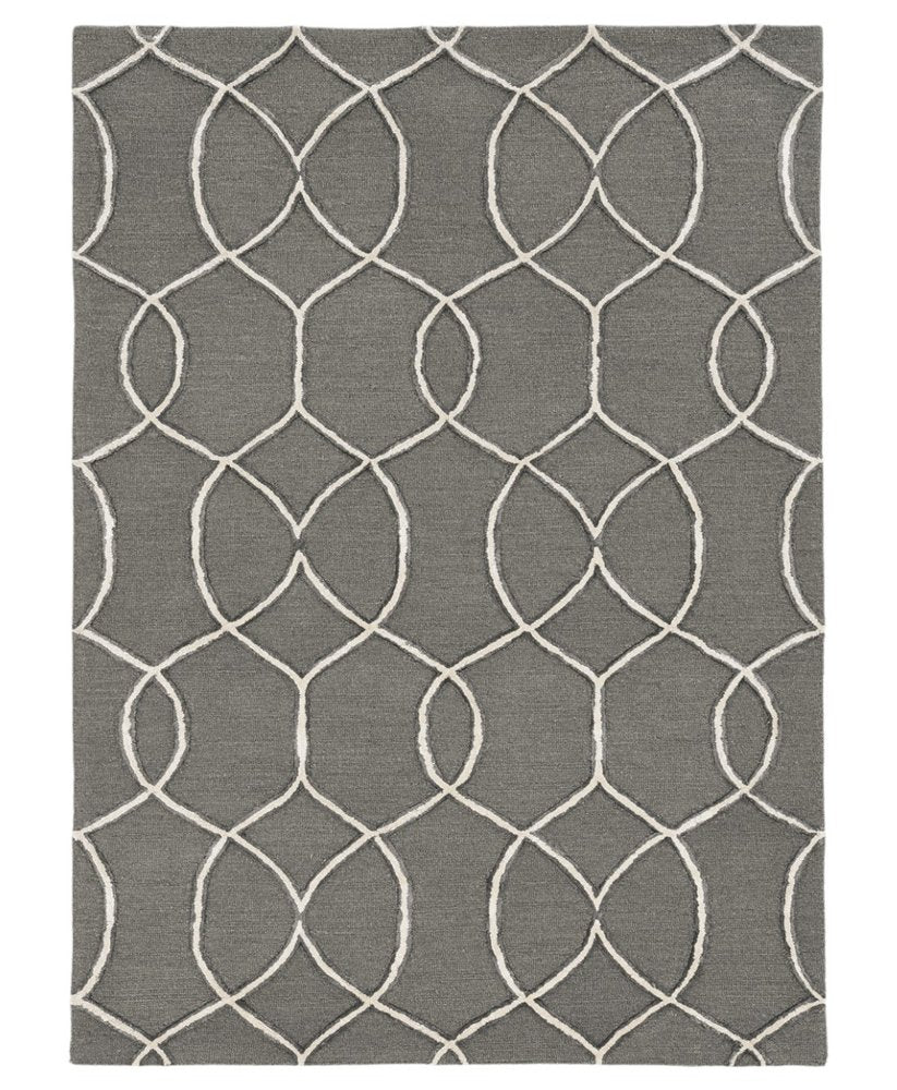 8' Gray Wool Geometric Hand Tufted Runner Rug