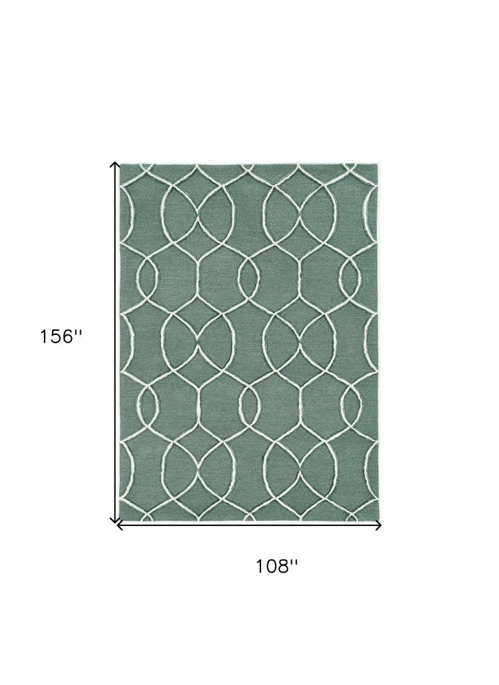 8' Gray Wool Geometric Hand Tufted Runner Rug