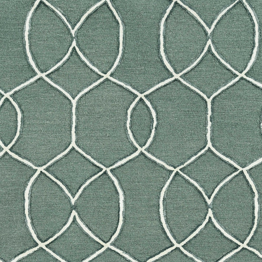 8' Gray Wool Geometric Hand Tufted Runner Rug
