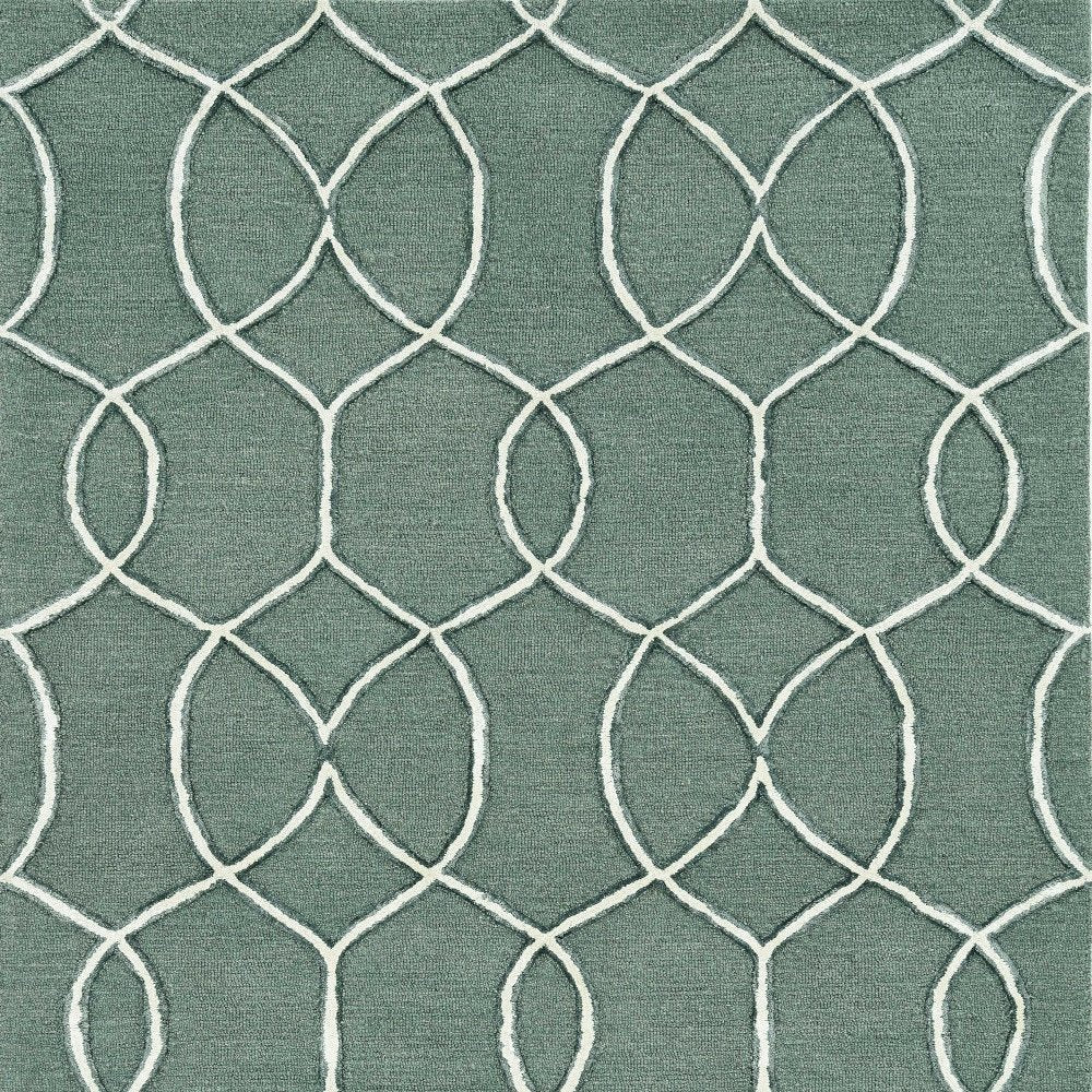 8' Gray Wool Geometric Hand Tufted Runner Rug