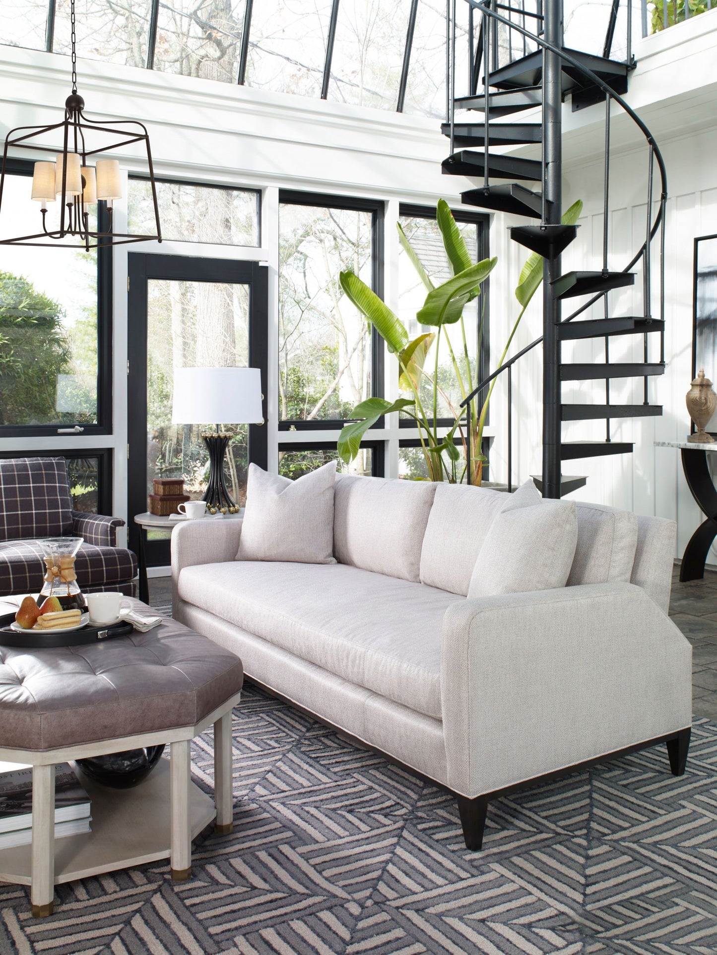 9' X 13' Beige and Charcoal Wool Geometric Hand Tufted Area Rug