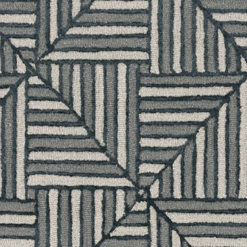 9' X 13' Beige and Charcoal Wool Geometric Hand Tufted Area Rug