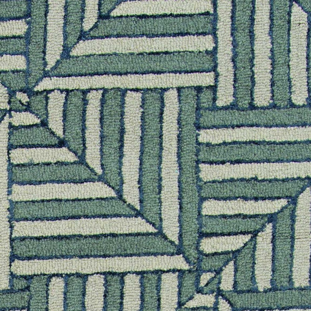 9' X 13' Beige and Charcoal Wool Geometric Hand Tufted Area Rug