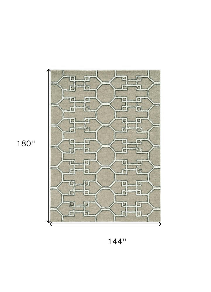 5' X 7' Gray and Ivory Wool Geometric Hand Tufted Area Rug