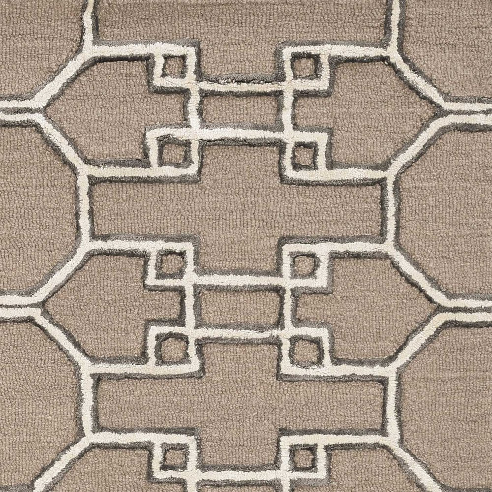 5' X 7' Gray and Ivory Wool Geometric Hand Tufted Area Rug