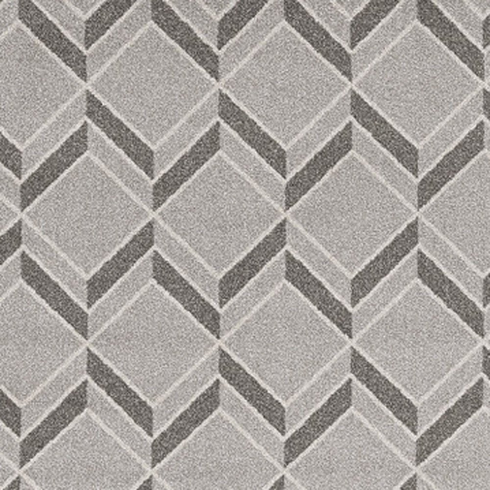 2' X 4' Green And Ivory Geometric Indoor Outdoor Area Rug