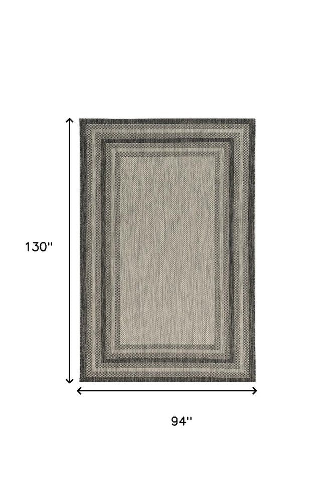 8' X 8' Gray Round Striped Indoor Outdoor Area Rug