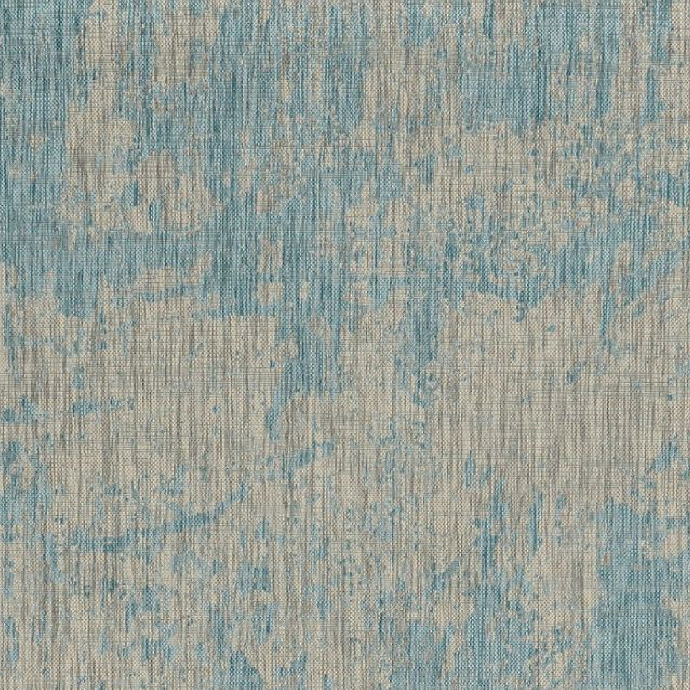 8' X 11' Teal Blue Abstract Indoor Outdoor Area Rug
