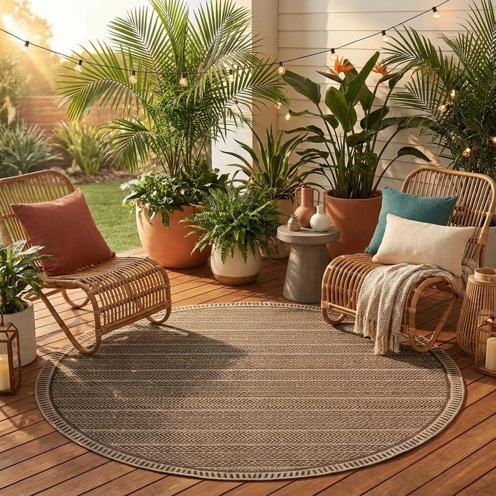 5' X 8' Brown Southwestern Indoor Outdoor Area Rug