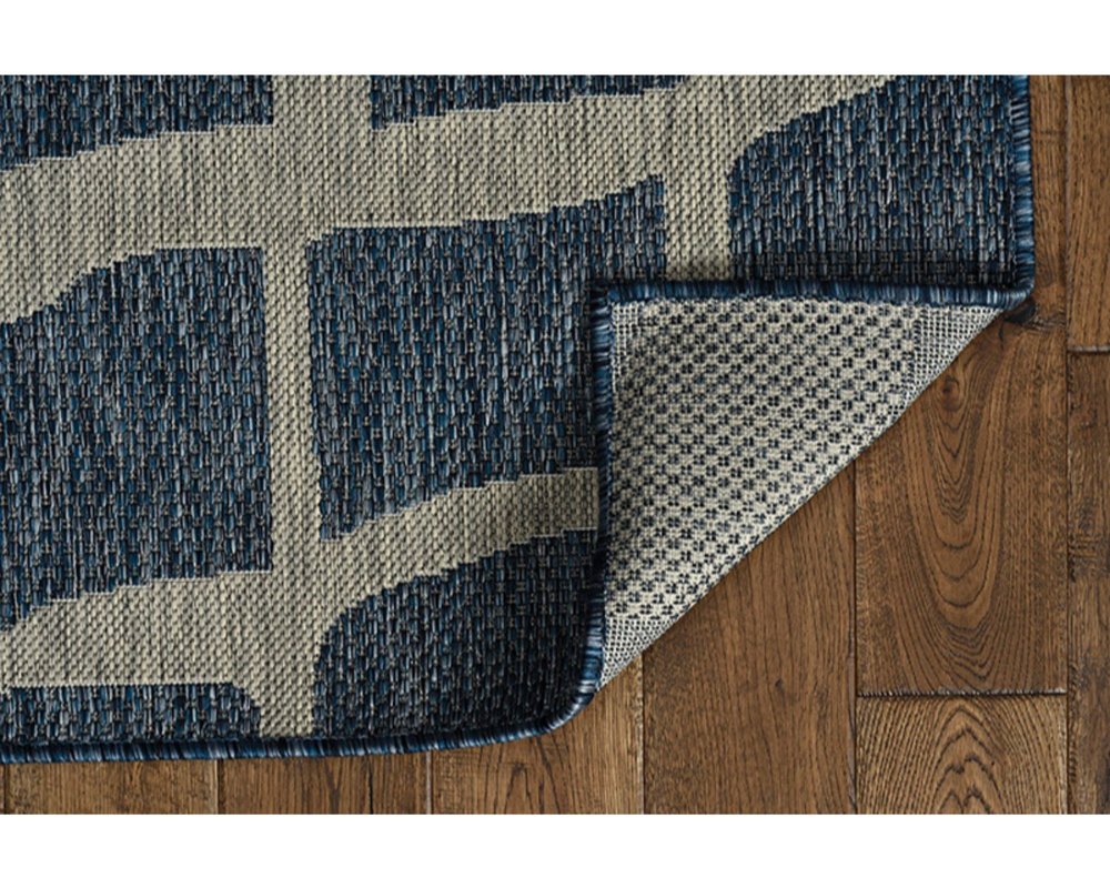 3' X 4' Blue And Gray Abstract Indoor Outdoor Area Rug