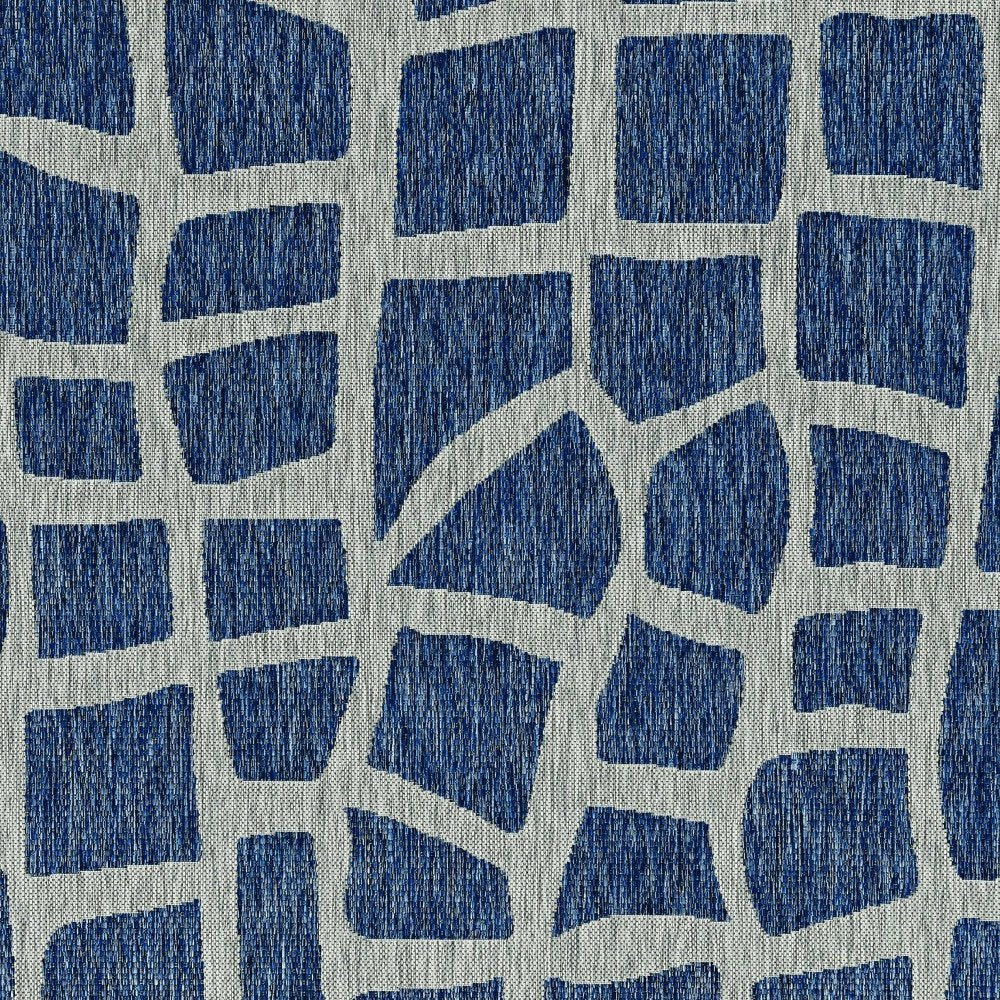 3' X 4' Blue And Gray Abstract Indoor Outdoor Area Rug