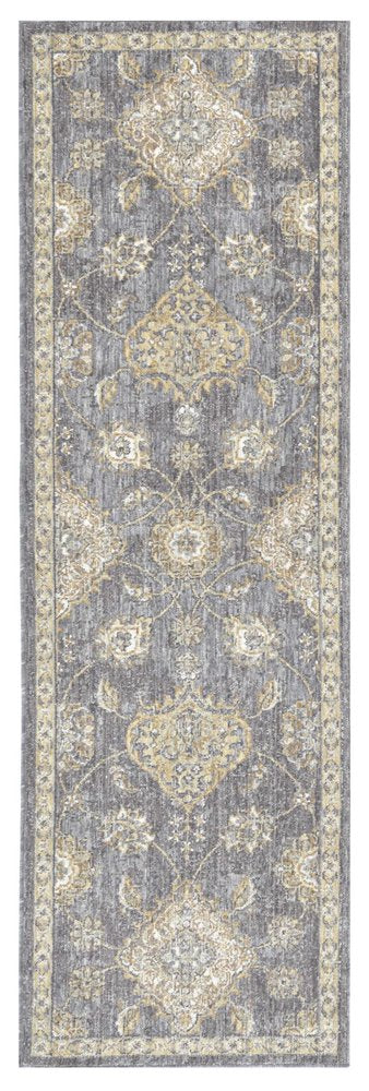 9' Sage Orange And Gray Wool Floral Distressed Round Rug