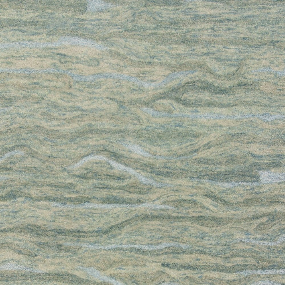 8' X 10' Blue Green And Beige Abstract Hand Tufted Area Rug