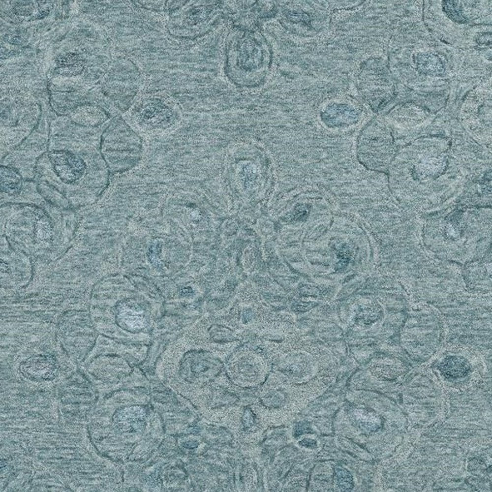 5' X 7' Blue And White Wool Abstract Hand Tufted Area Rug