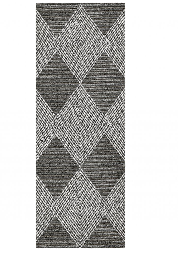 8' Gray Geometric Indoor Outdoor Area Rug