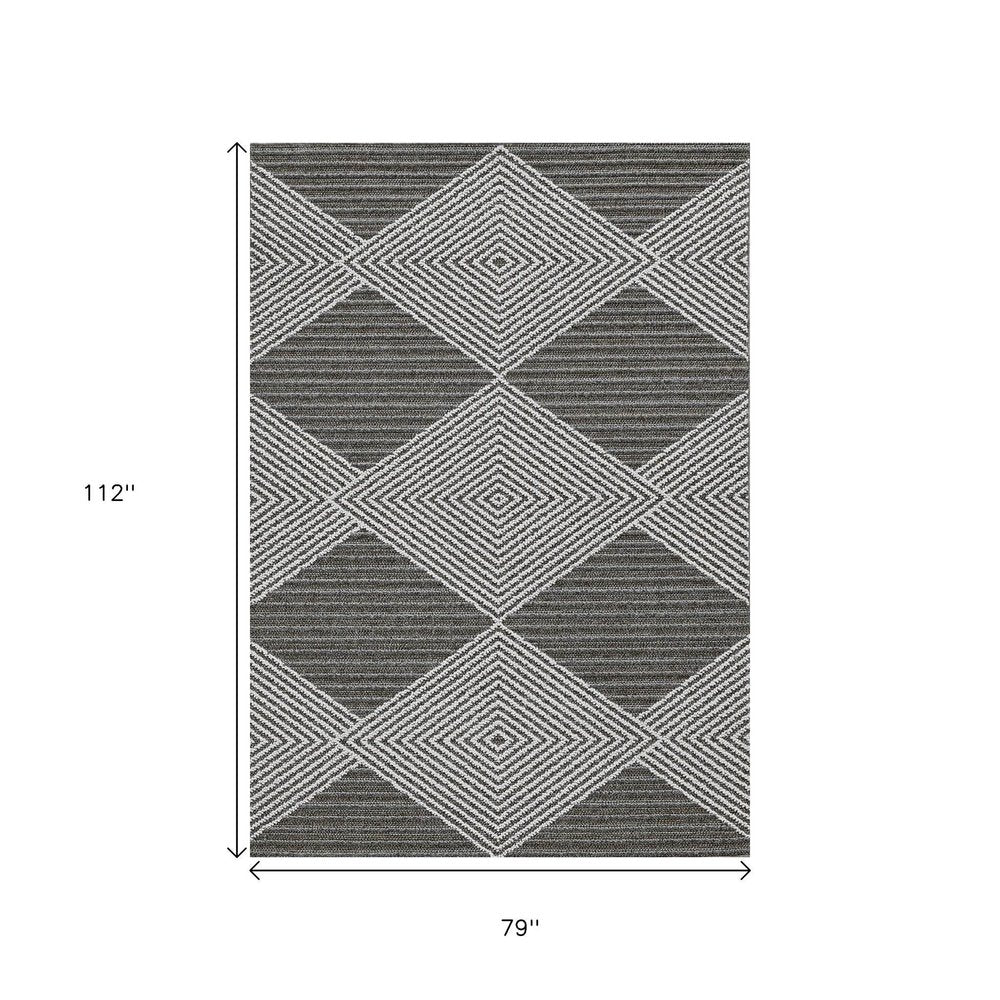 8' Gray Geometric Indoor Outdoor Area Rug