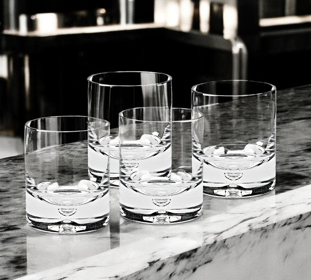 Set of Four Clear Crystal Rocks Old Fashion Glasses
