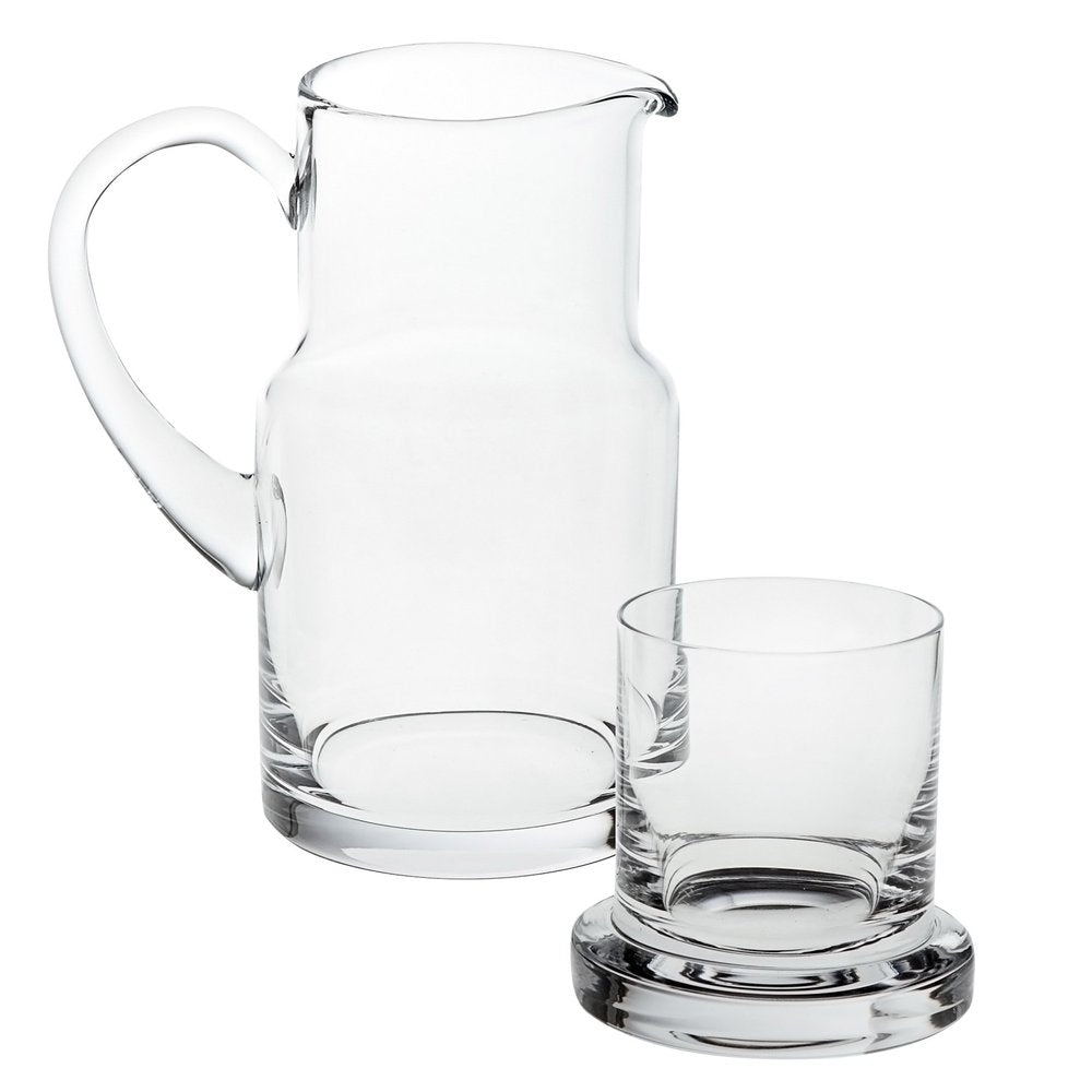 8 Mouth Blown Glass 2 Pc Bedside Or Desktop Carafe Set 24 Oz