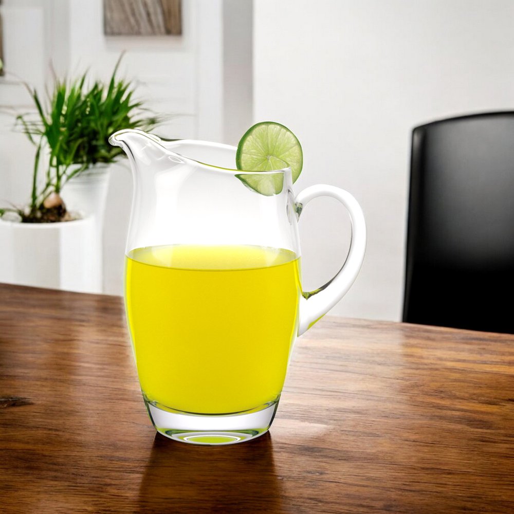 9 Mouth Blown Crystal Barrel Water Juice Or Iced Tea Pitcher 54 Oz