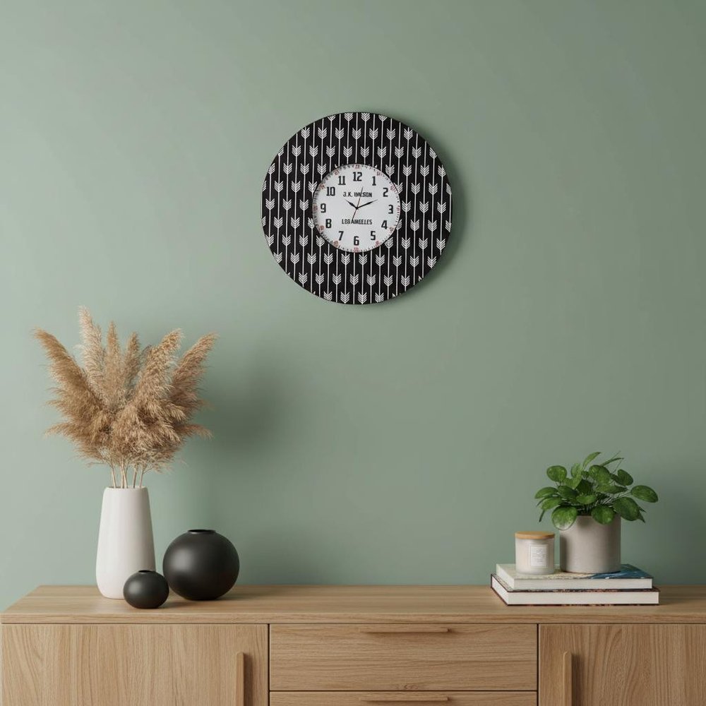 4" Black And White Metal Analog Round Wall Clock