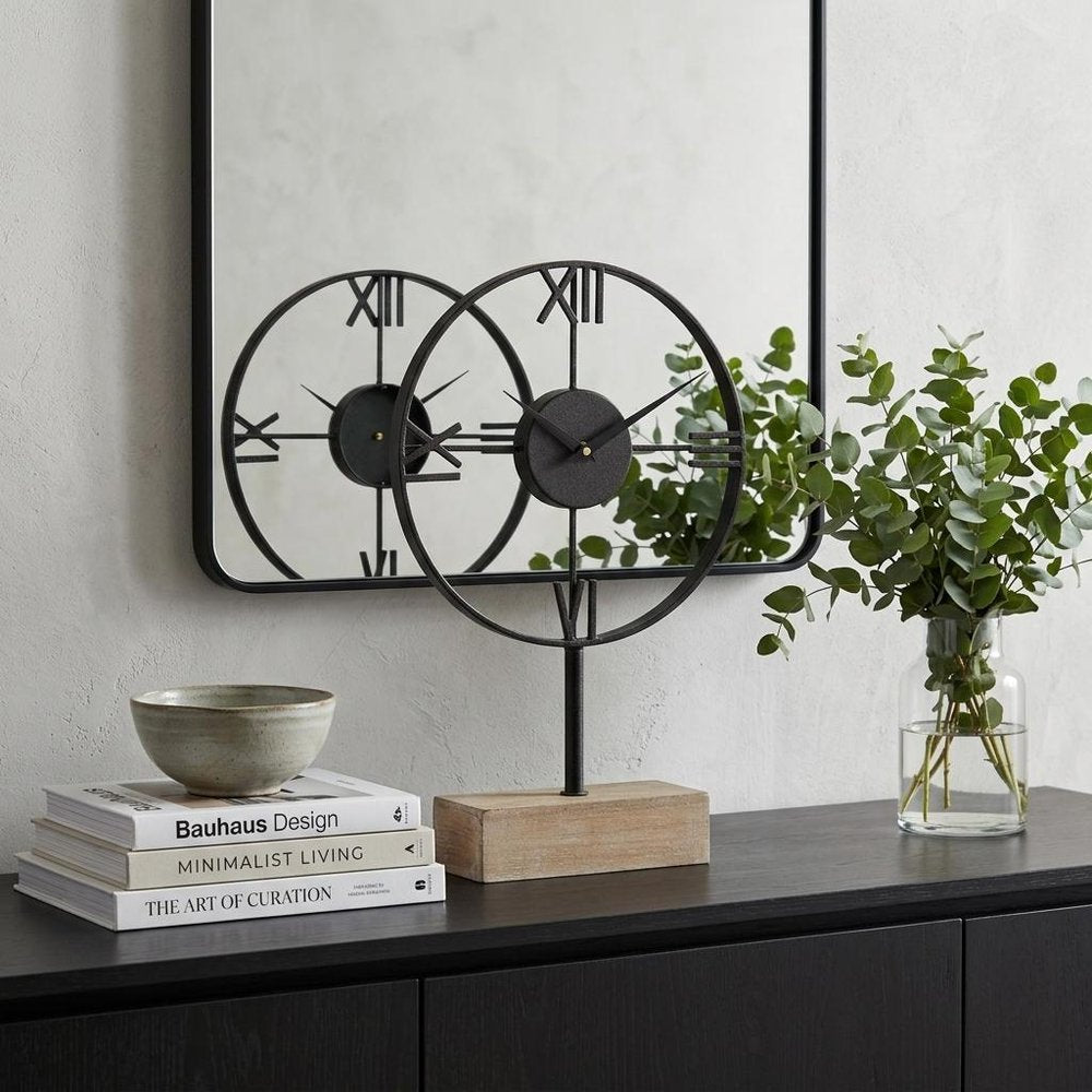 18" Black Metal Table Clock