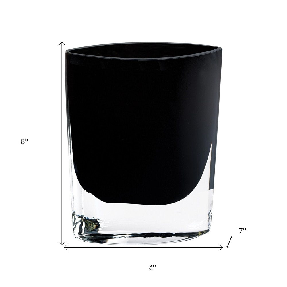 8" Black Bud Lead Free Crystal Table Vase