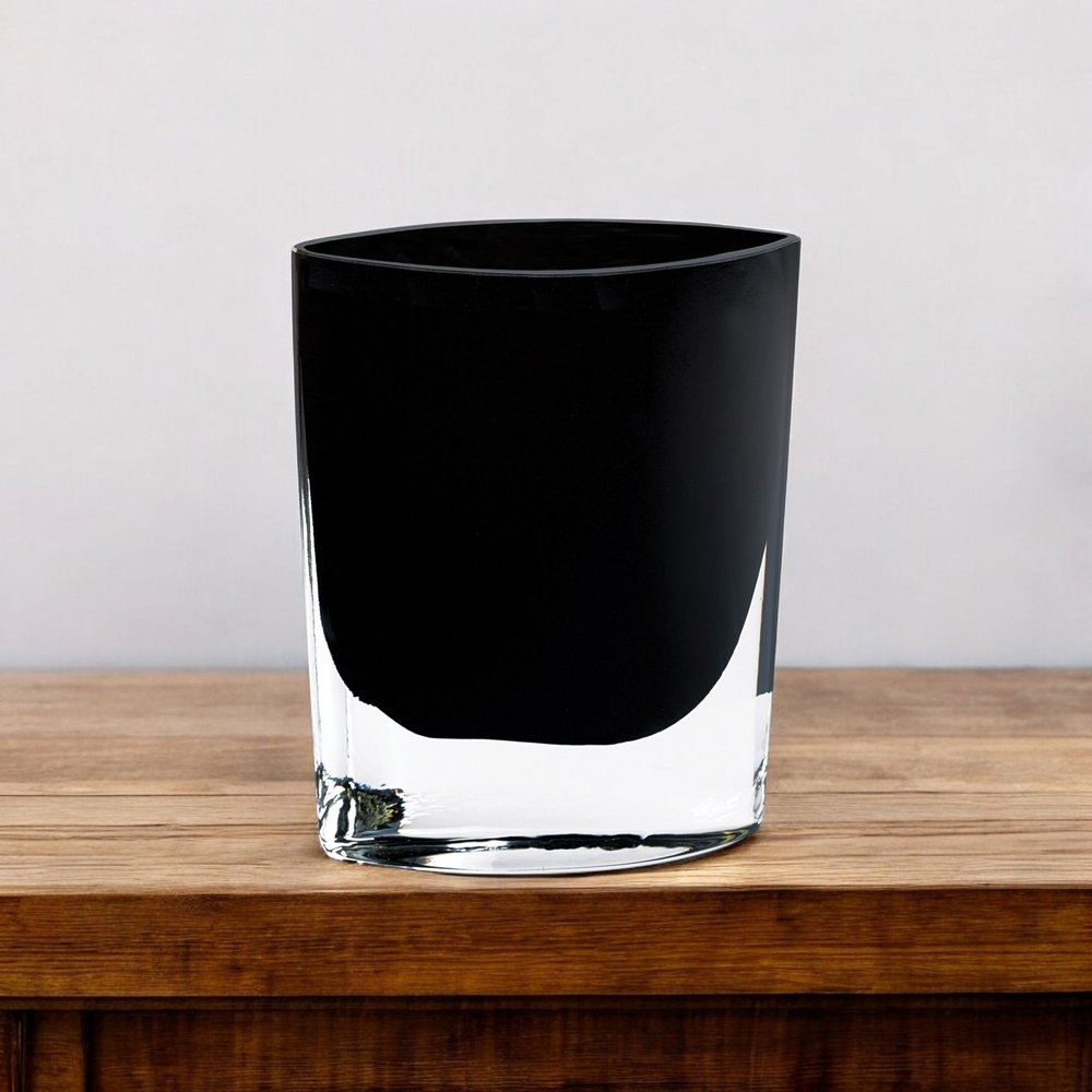 8" Black Bud Lead Free Crystal Table Vase