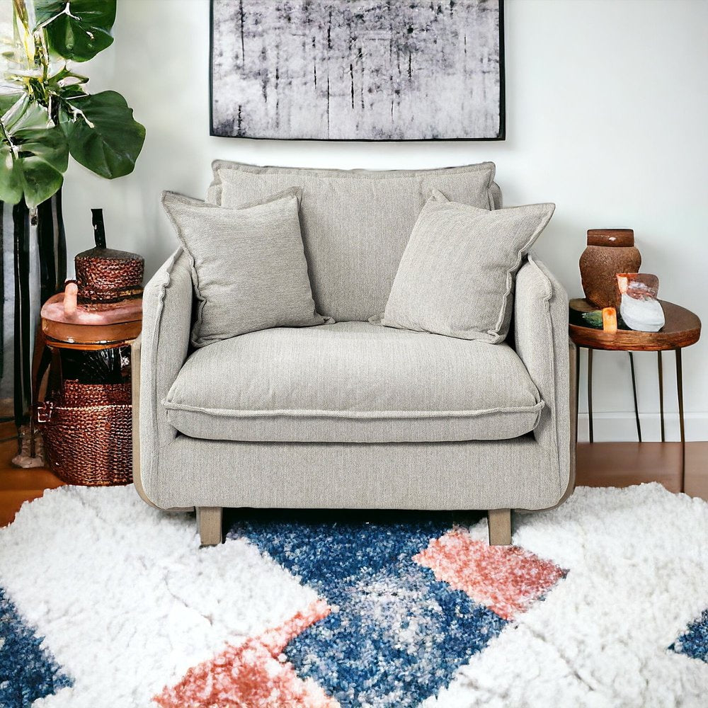 42" Gray and Brown Fabric Club Chair