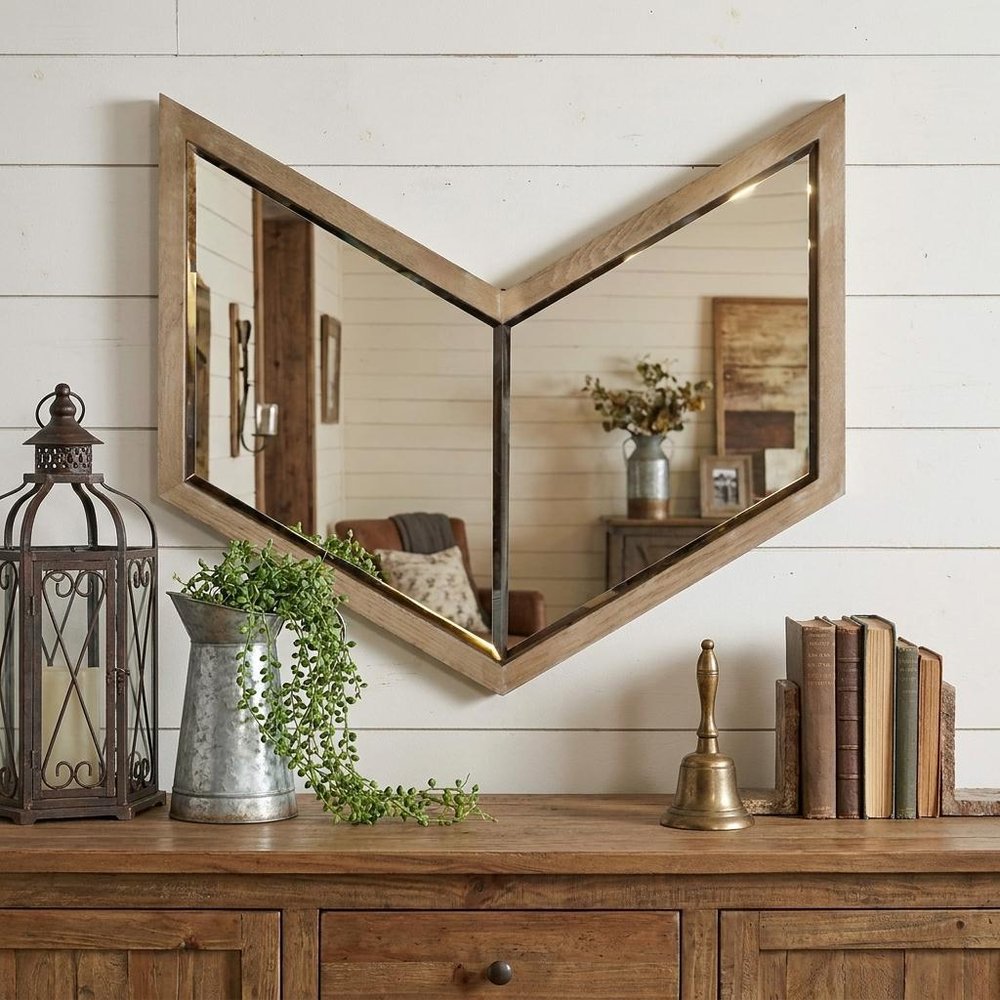 23" Natural Novelty Wood Framed Accent Mirror