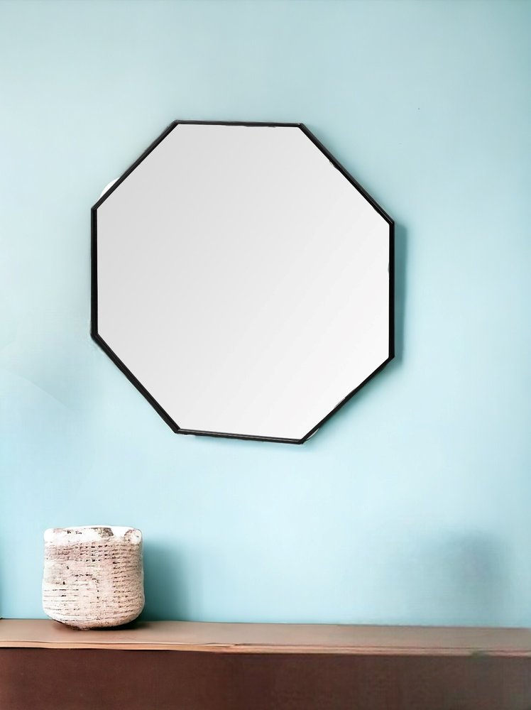 38" Black Octagon Metal Framed Bathroom Vanity Mirror
