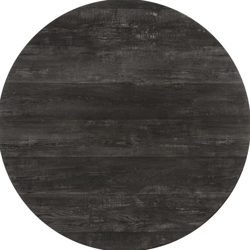 47" Gray And Black Rounded Metal Three Leg Base Dining Table