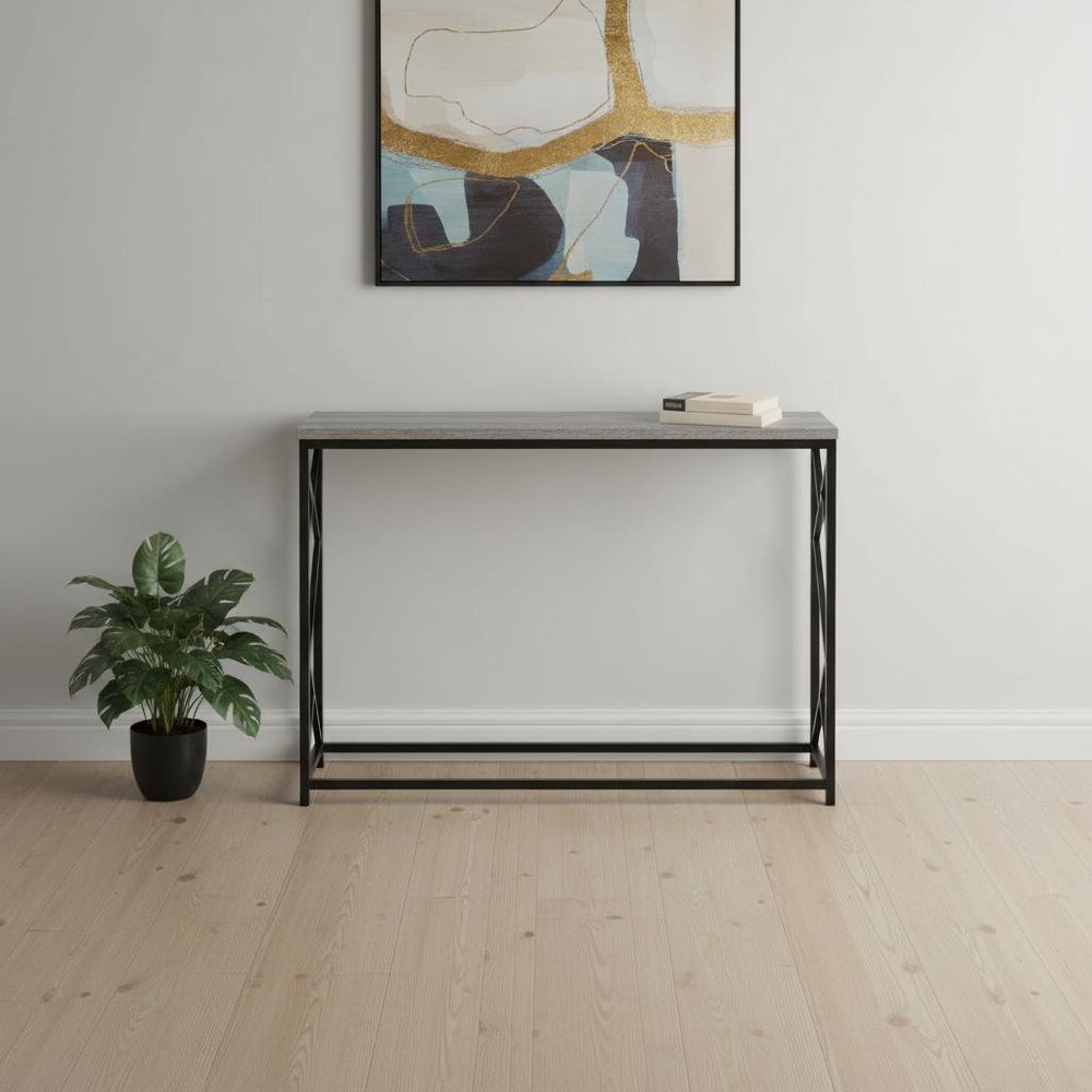 44" Gray and Black Frame Console Table