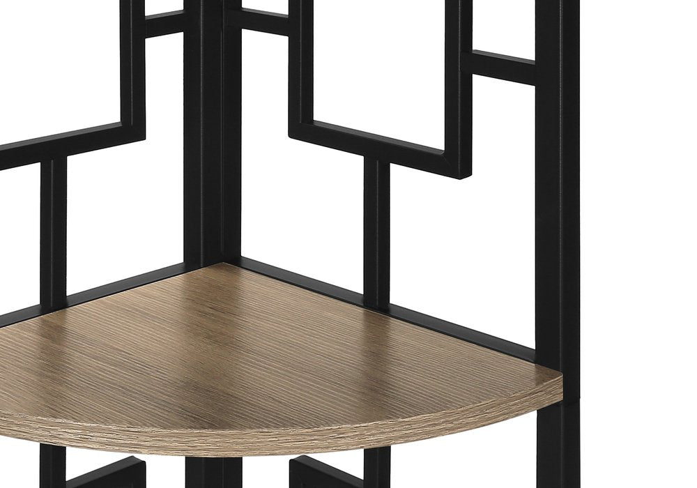 62" Dark Taupe Metal Corner Bookcase