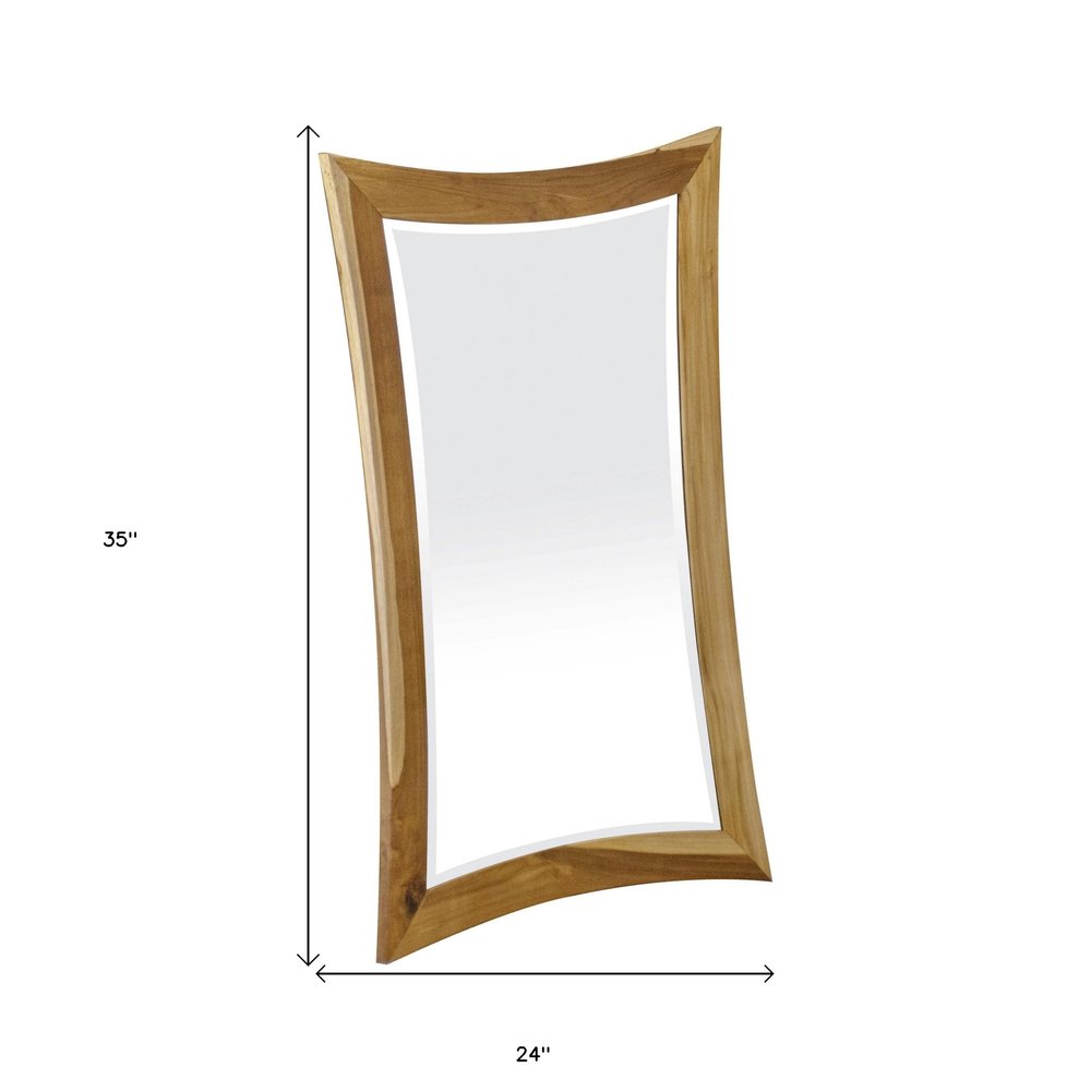 35" Brown Abstract Wood Framed Bathroom Vanity Mirror