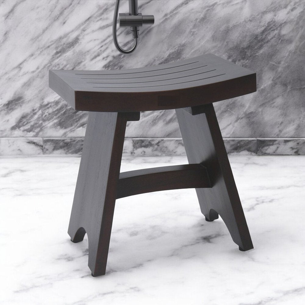 18" Dark Brown Teak Rectangular Shower Bench