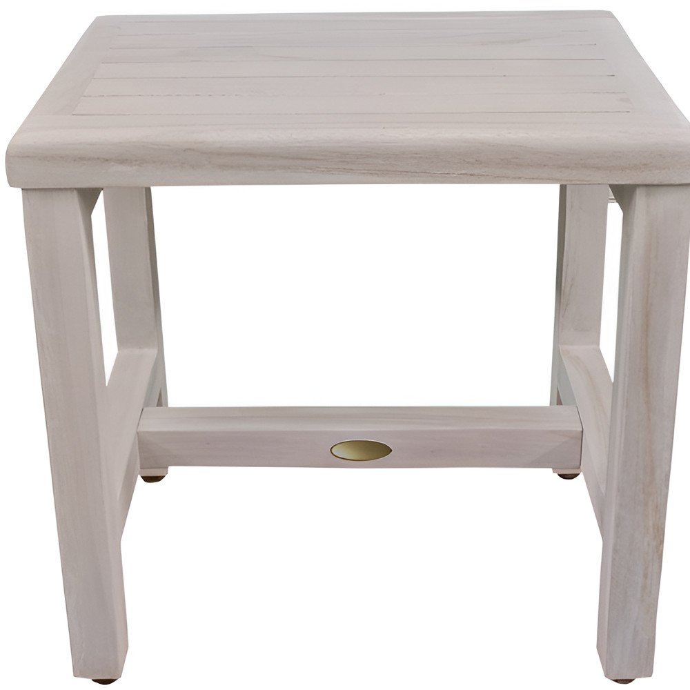 18" Gray Teak Rectangular Shower Bench