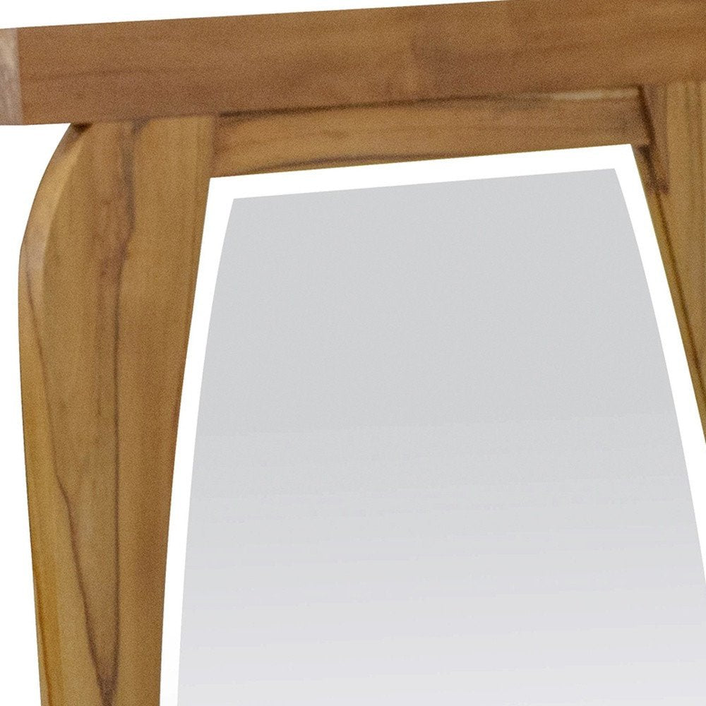 35" Brown Abstract Wood Framed Accent Mirror