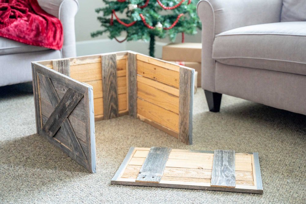 23" Gray Distressed Wood Christmas Tree Collar
