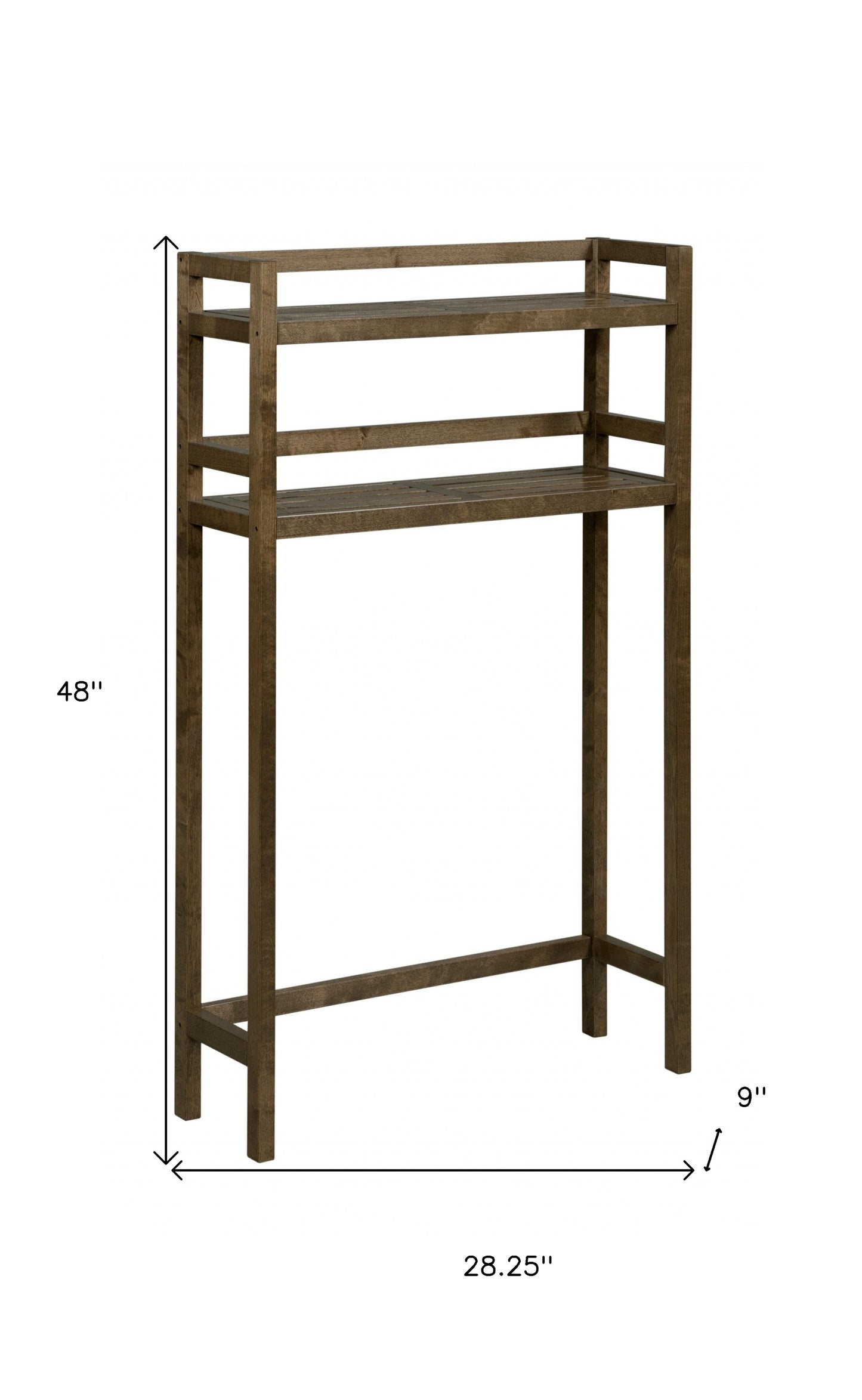48" Chestnut Finish 2 Tier Solid Wood Over Toilet Organizer