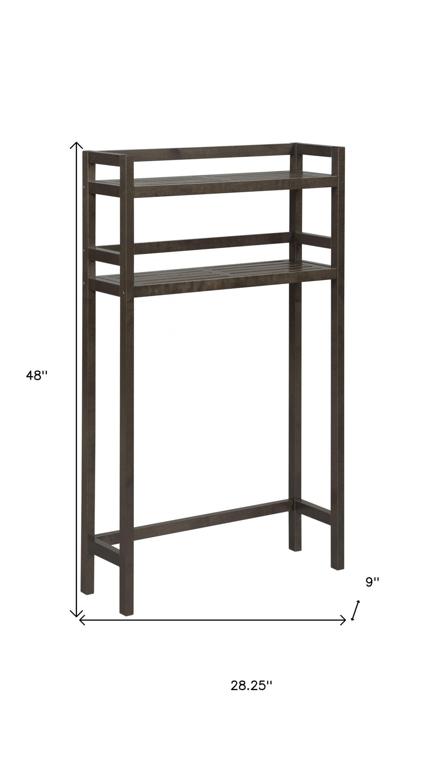 48" Espresso Finish 2 Tier Solid Wood Over Toilet Organizer